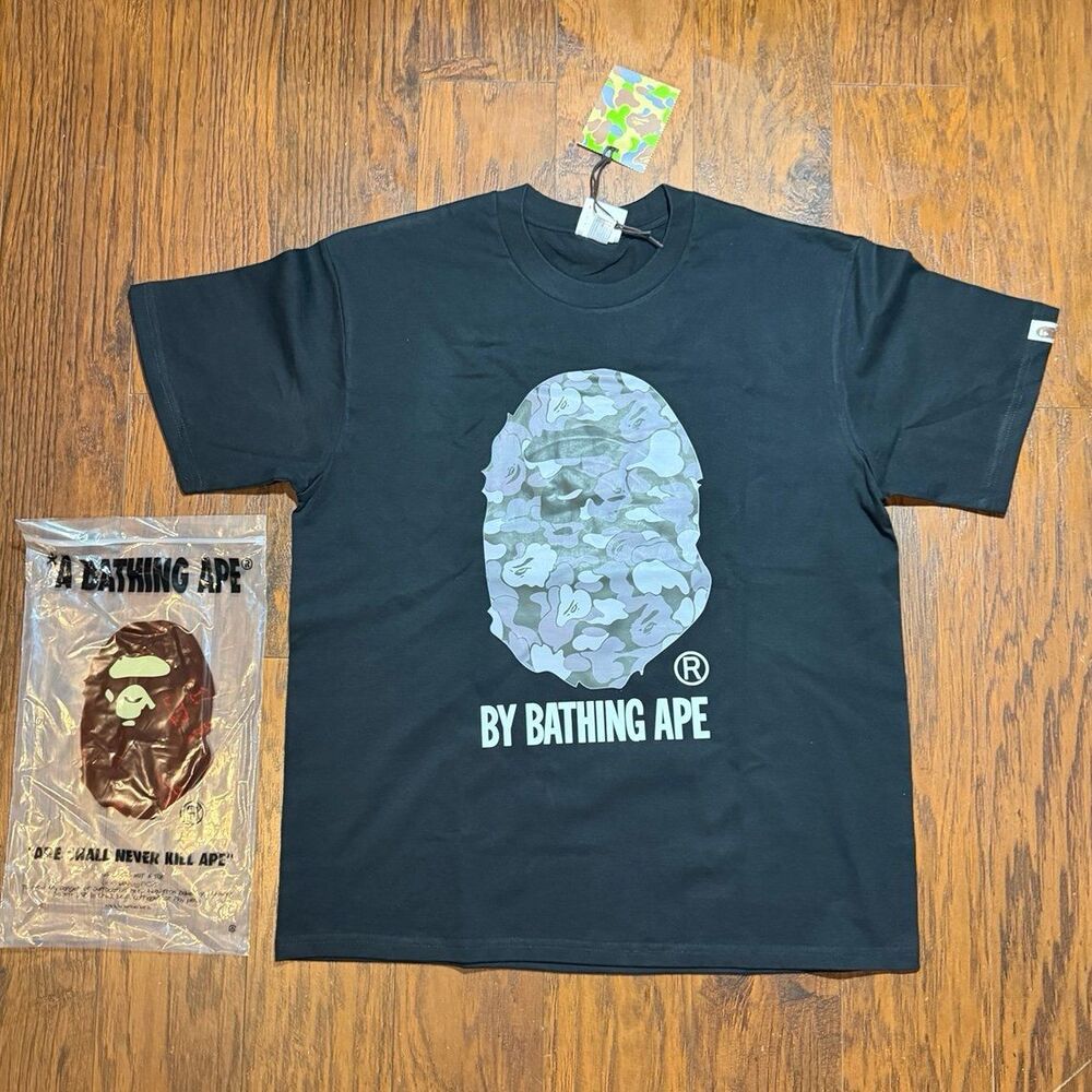 Black Bathing Ape Tee With Grey Logo
